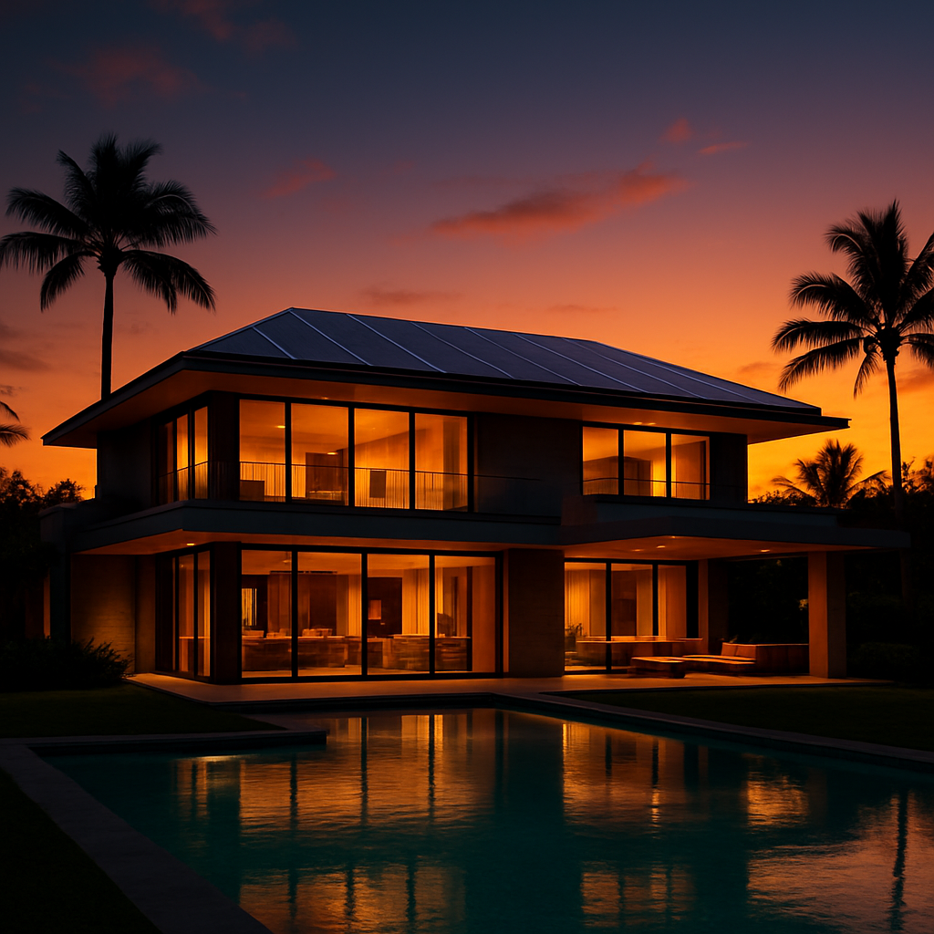Casa premium com painéis solares em Anápolis ao entardecer